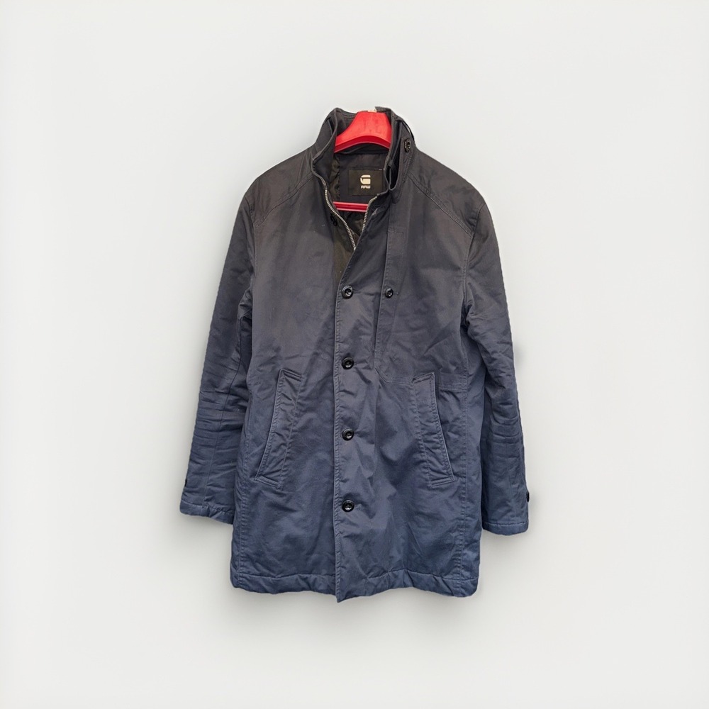 G-Star Raw Men Black Button Up Garber Trench Coat Size XL